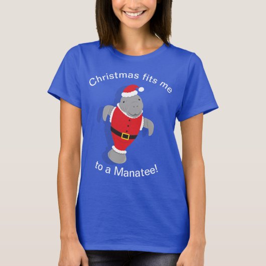 Past Me To A Manatee Santa Suit Christmas Novelty T-shirt (Voorkant)