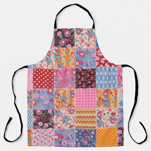 Past naadloos patchwerkpatroon aan schort (Voorkant)
