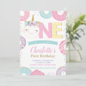 pasta 1st Birthday Cute Unicorn Donuts Doughnuts Kaart (Staand voorkant)