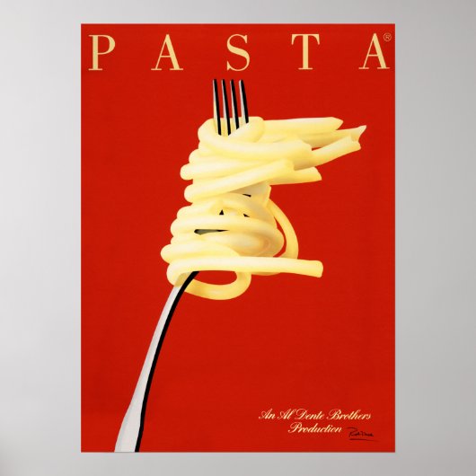 PASTA AL DENTE Razzia Italiaanse voedselnoedle Art Poster (Voorkant)