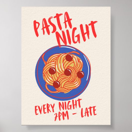 Pasta-avond. Elke avond Poster (Voorkant)
