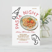 Pasta Avond Italiaans Dinnerfeest  Kaart (Staand voorkant)
