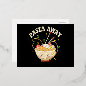Pasta Away Funny Noodles Kawaii Japans esthetisch Folie Uitnodiging Briefkaart (Voorkant / Achterkant)
