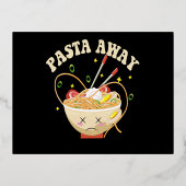 Pasta Away Funny Noodles Kawaii Japans esthetisch Folie Uitnodiging Briefkaart (Voorkant)