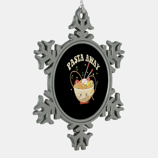 Pasta Away Funny Noodles Kawaii Japans esthetisch Tin Sneeuwvlok Ornament (Links)