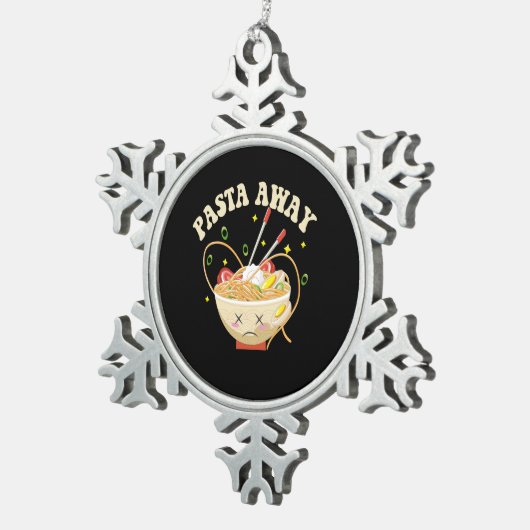 Pasta Away Funny Noodles Kawaii Japans esthetisch Tin Sneeuwvlok Ornament (Rechts)