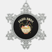 Pasta Away Funny Noodles Kawaii Japans esthetisch Tin Sneeuwvlok Ornament (Voorkant)