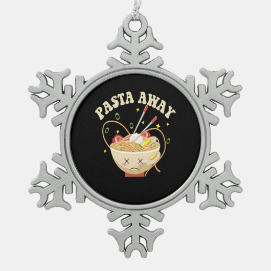 Pasta Away Funny Noodles Kawaii Japans esthetisch Tin Sneeuwvlok Ornament (Voorkant)