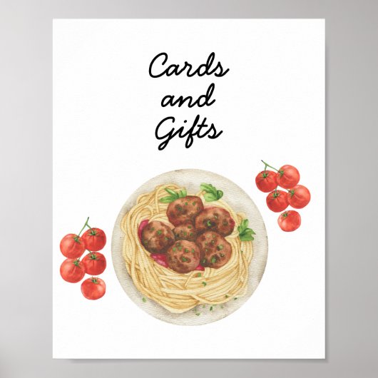 Pasta Baby shower Cards & Gifts Poster (Voorkant)
