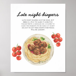 Pasta Baby shower Late night luiers Poster