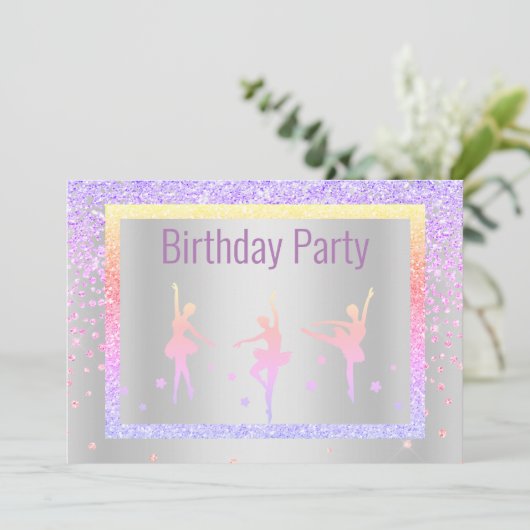  pasta Ballerina Sparkle Childrens Birthday Kaart (Staand voorkant)