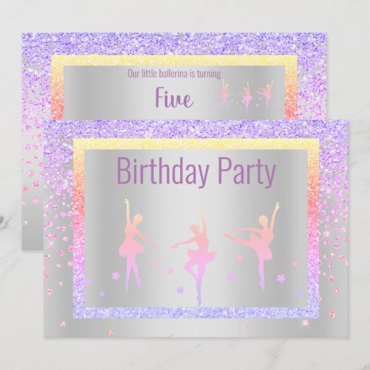  pasta Ballerina Sparkle Childrens Birthday Kaart (Voorkant / Achterkant)