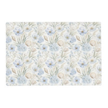 PASTA BLUE BLOEMEN EN TAN SCHELPEN & STREPEN