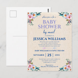 pasta boho Floral Baby shower per post Briefkaart
