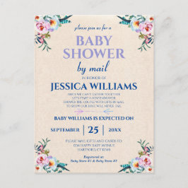 pasta boho Floral Baby shower per post Briefkaart