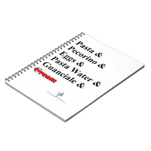 Pasta Carbonara Ingrediënten Notitieboek (Linkerzijde)