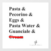 Pasta Carbonara Ingrediënten Raamsticker (Vel)