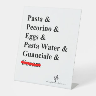 Pasta Carbonara Ingrediënten Reclamebord Met Voetstuk
