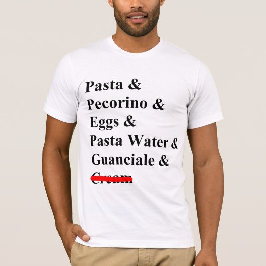Pasta Carbonara Ingrediënten T-shirt (Voorkant)