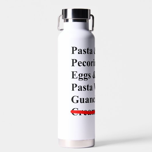 Pasta Carbonara Ingrediënten Waterfles (Voorkant)