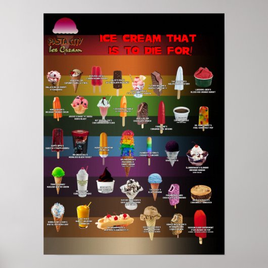 Pasta City Ice Cream Poster/Menu Poster (Voorkant)