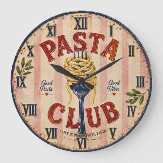 Pasta Club Vintage Kitchen Grote Klok (Voorkant)
