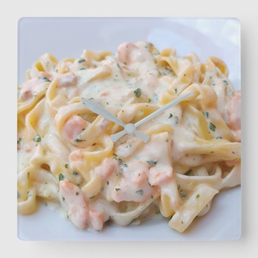 Pasta Custom Food Photo Vierkante Klok (Voorkant)