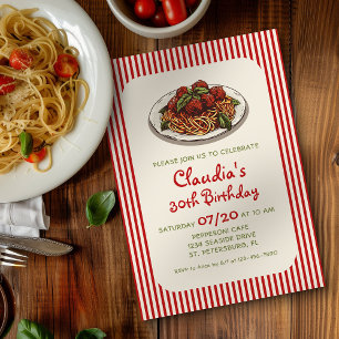 Pasta Diner Italiaanse Verjaardag Uitnodiging