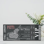 Pasta-diner Krijtje Bruiloft Foto Ticket Kaart (Staand voorkant)