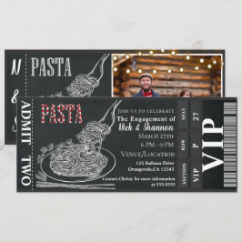 Pasta Dinner Chalk Verloving Diner Foto Ticket Kaart