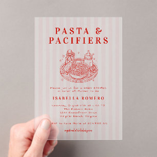 Pasta en Fopspenen Baby Shower Uitnodiging