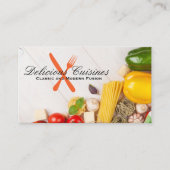 Pasta en groenten op tafel visitekaartje (Voorkant)