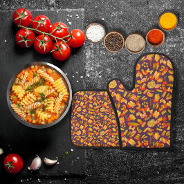 Pasta en groenten paarse ovenwant & pannenlap set