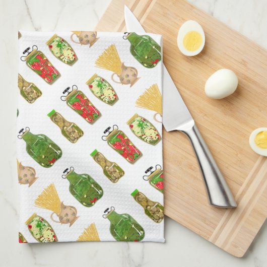 Pasta en Pepper Jars Theedoek (Quarter Fold)