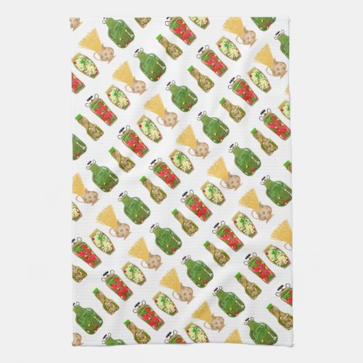 Pasta en Pepper Jars Theedoek (Verticaal)