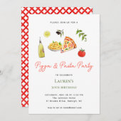 Pasta en Pizza feest Uitnodiging (Voorkant / Achterkant)