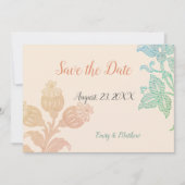  pasta Floral Peach Green Weddind Save The Date (Voorkant)