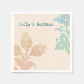  pasta Floral Peach Green Wedding Napkins Servet (Voorkant)