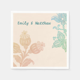  pasta Floral Peach Green Wedding Napkins Servet