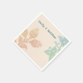  pasta Floral Peach Green Wedding Napkins Servet (Hoek)