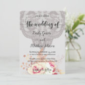 pasta Floral Roos Style Wedding Kaart (Staand voorkant)