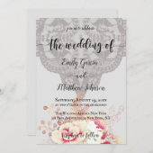  pasta Floral Roos Style Wedding Kaart (Voorkant / Achterkant)