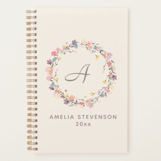  pasta Floral Wreatmonogram op maat Planner (Voorkant)