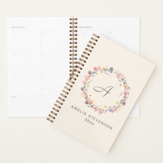  pasta Floral Wreatmonogram op maat Planner (Display)