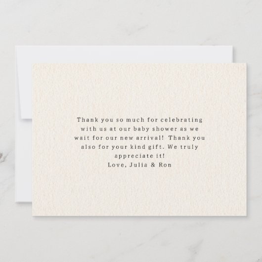 Pasta & Fopspenen Baby shower Dank u Bedankkaart (Achterkant)