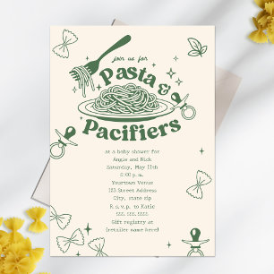 Pasta & Fopspenen Doodle Neutraal Groen Baby Showe Kaart