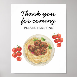 Pasta gehaktballen baby shower Bedankt voor uw kom Poster