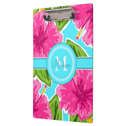 pasta Hibiscus Motif Name Monogram Klembord (Links)