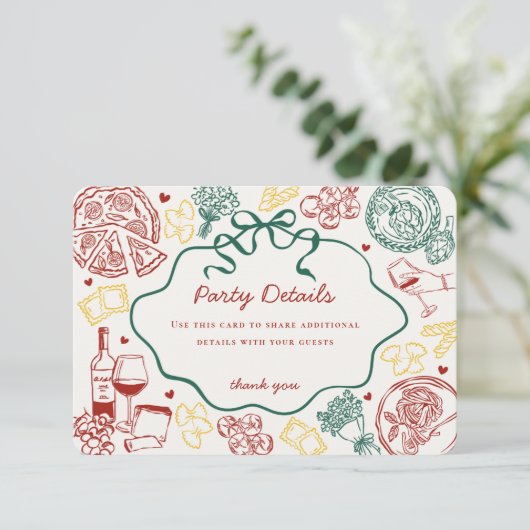 Pasta Holy Cannoli Italian Dinner Birthday Details Informatiekaartje (Staand voorkant)