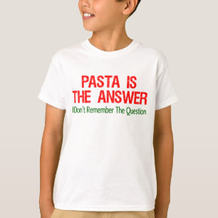 Pasta is het antwoord t-shirt